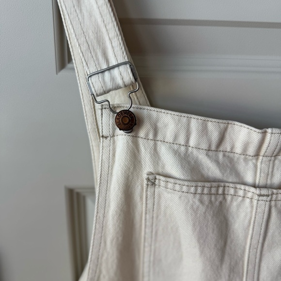 Madewell NWT Denim Oversized Carpenter Shortalls Tile White:Raw Hem Edition XXL - Picture 7 of 9